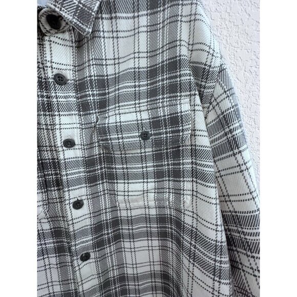 Old‎ Navy Women's Grey Plaid Shacket Jacket Cotton Shirt XL Cottagecore Warmth - Picture 6 of 13